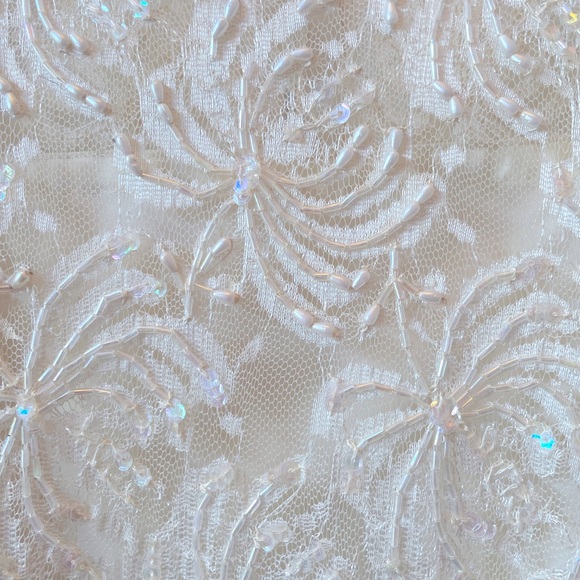 WEDDING DRESS 2 PIECES DROP SHOULDER DROP WAIST BEADED BY CREATIVE CREATIONS XXL - Picture 4 of 15